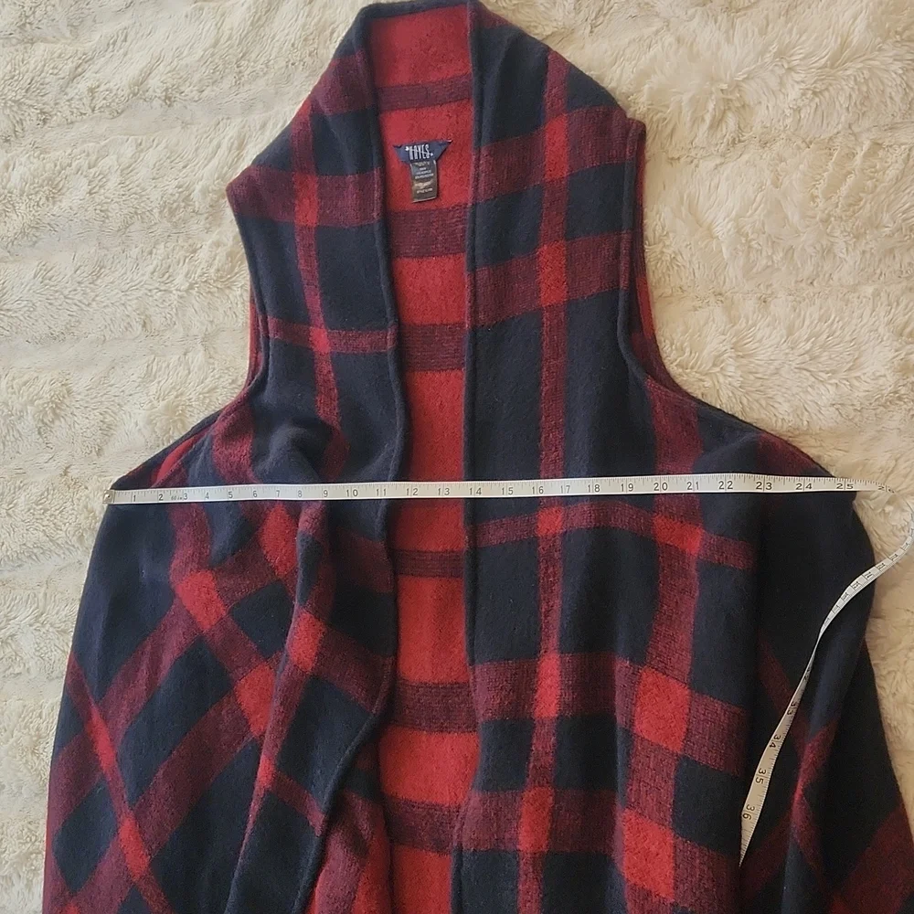 Hayes Plaid Sleeveles Long Vest one size - Picture 8 of 11